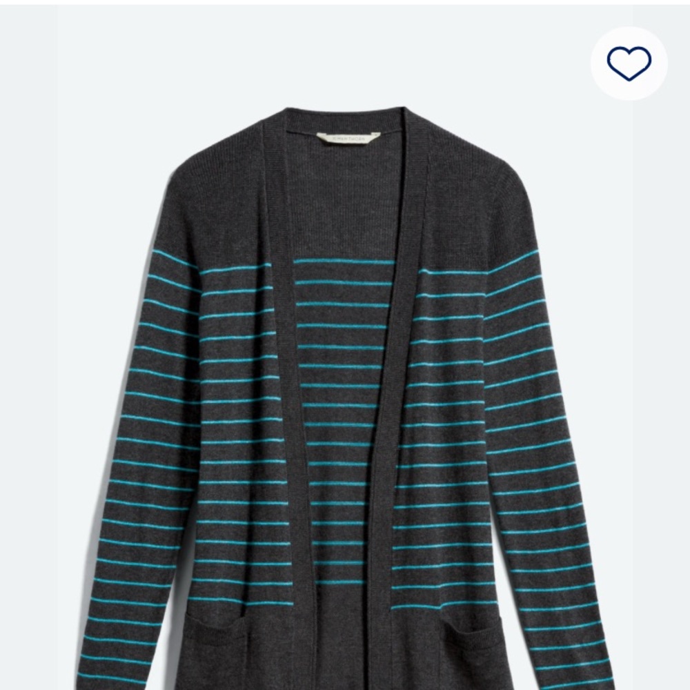 Striped Open-Front Cardigan - Black and Blue